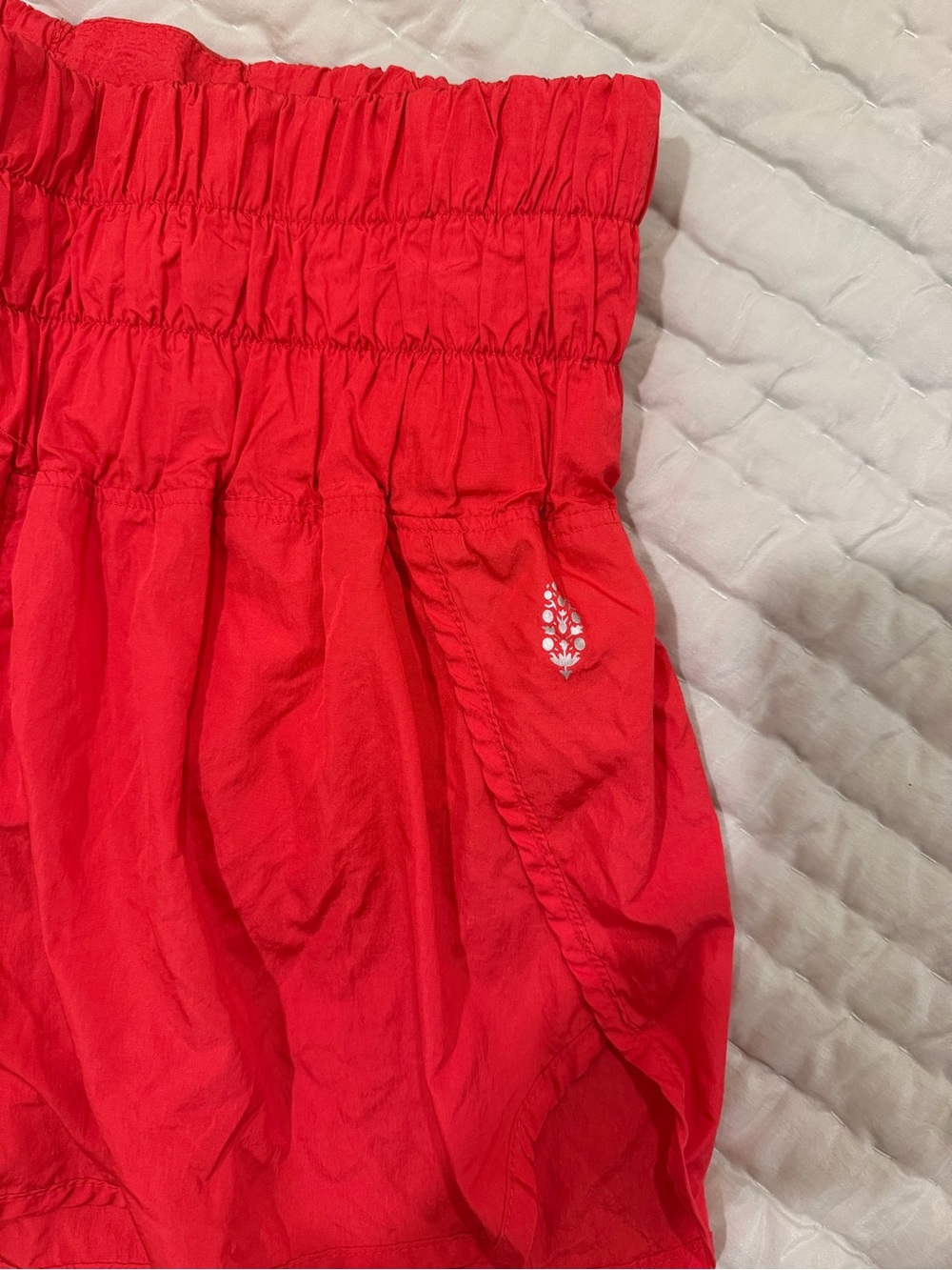 FP Movement by Free People Vibrant Red Smocked Waist Athletic Shorts - Picture 2 of 4